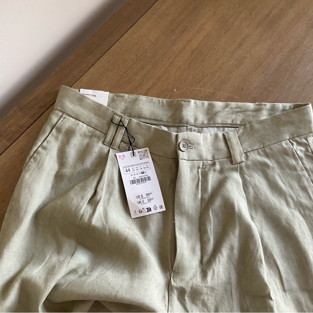 Zara linen stylish light-olive dress pants